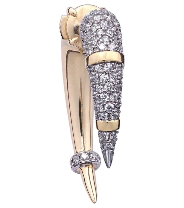 Photo: Rainbow K Horn 14kt gold single earring with diamonds