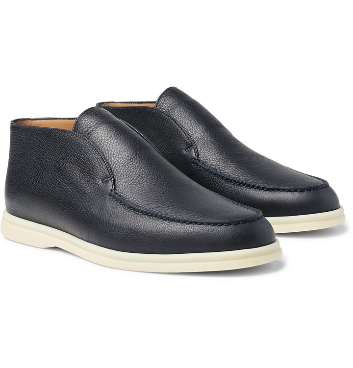 Photo: Loro Piana - Open Walk Full-Grain Leather Boots - Blue