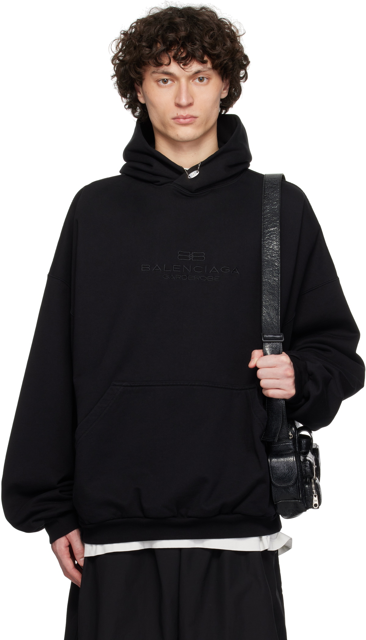 パーカー・フーディ BALENCIAGA 'BB Garderobe' hoodie black-bb-garderobe-large-fit-
