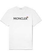 Moncler - Logo-Flocked Cotton-Jersey T-Shirt - White