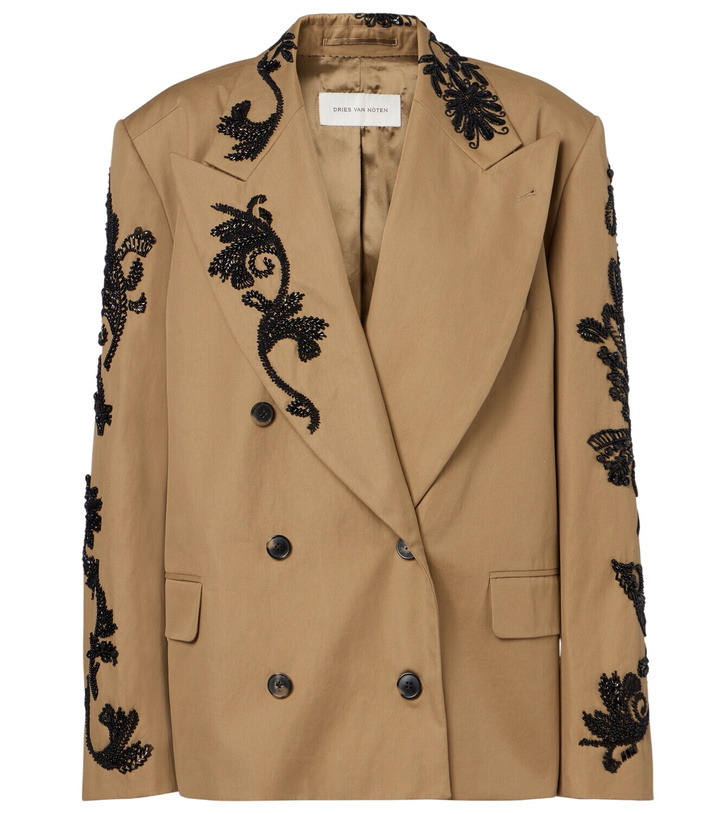 Photo: Dries Van Noten Embellished cotton double-breasted blazer