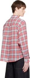 COOR Red Seersucker Ombre Checkered Shirt