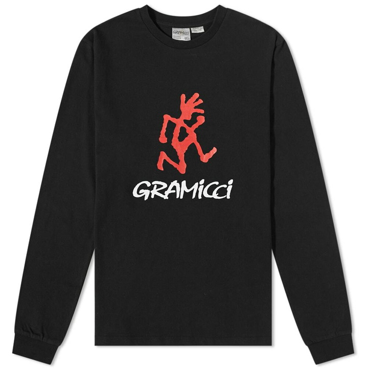 Photo: Gramicci Men's Long Sleeve Logo T-Shirt in Black