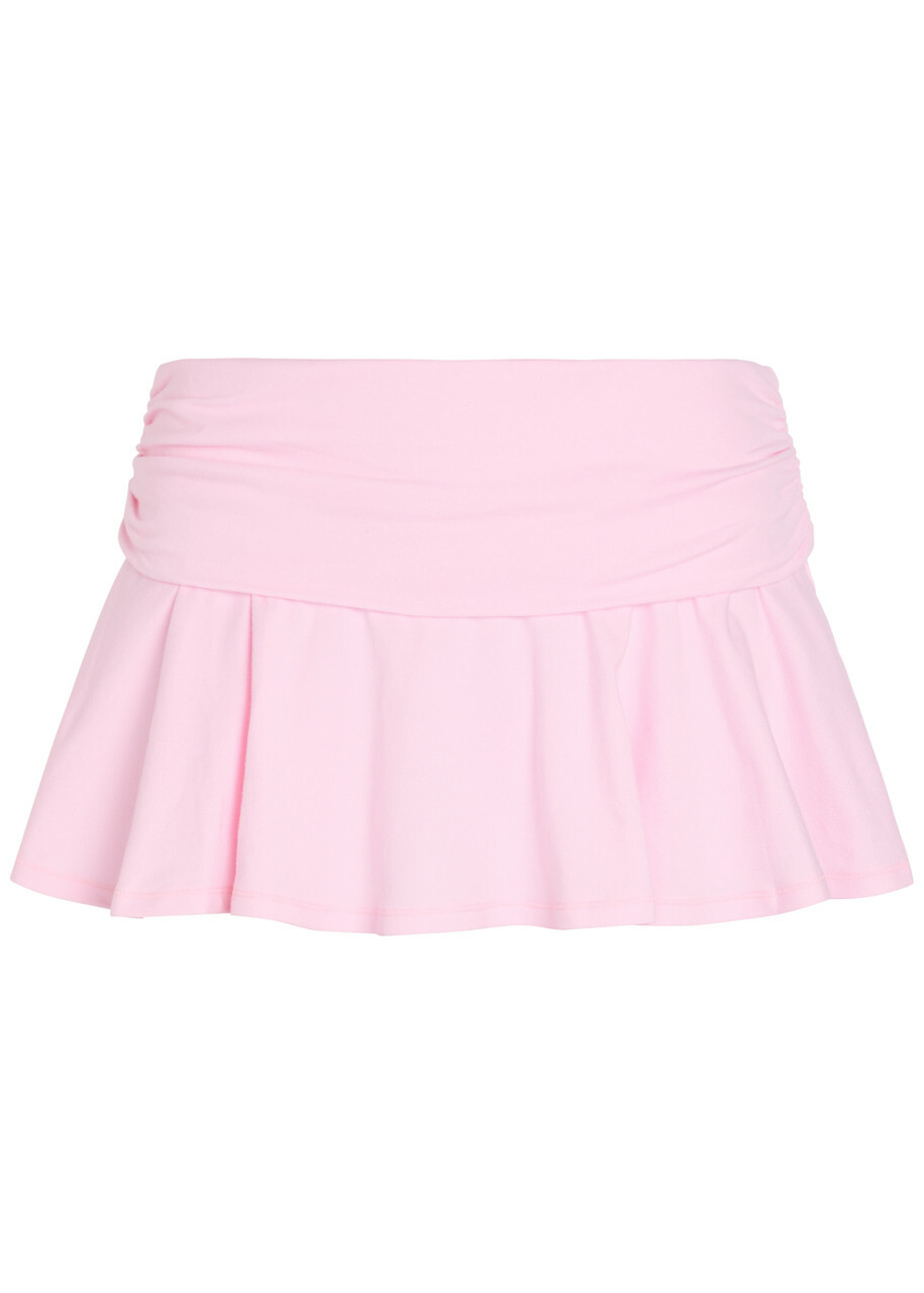 Skims Foldover Stretch-cotton Mini Skort Pink