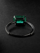 SHAY - Blackened Gold, Emerald and Diamond Ring - Green