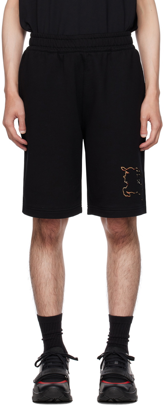 Embroidered Monogram EKD Cotton Shorts in Black - Men | Burberry® Official