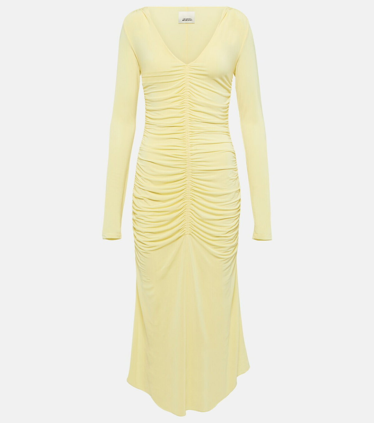 knee length dresses for ladies Blue Jersey Gathered Midi Dress – self-portrait