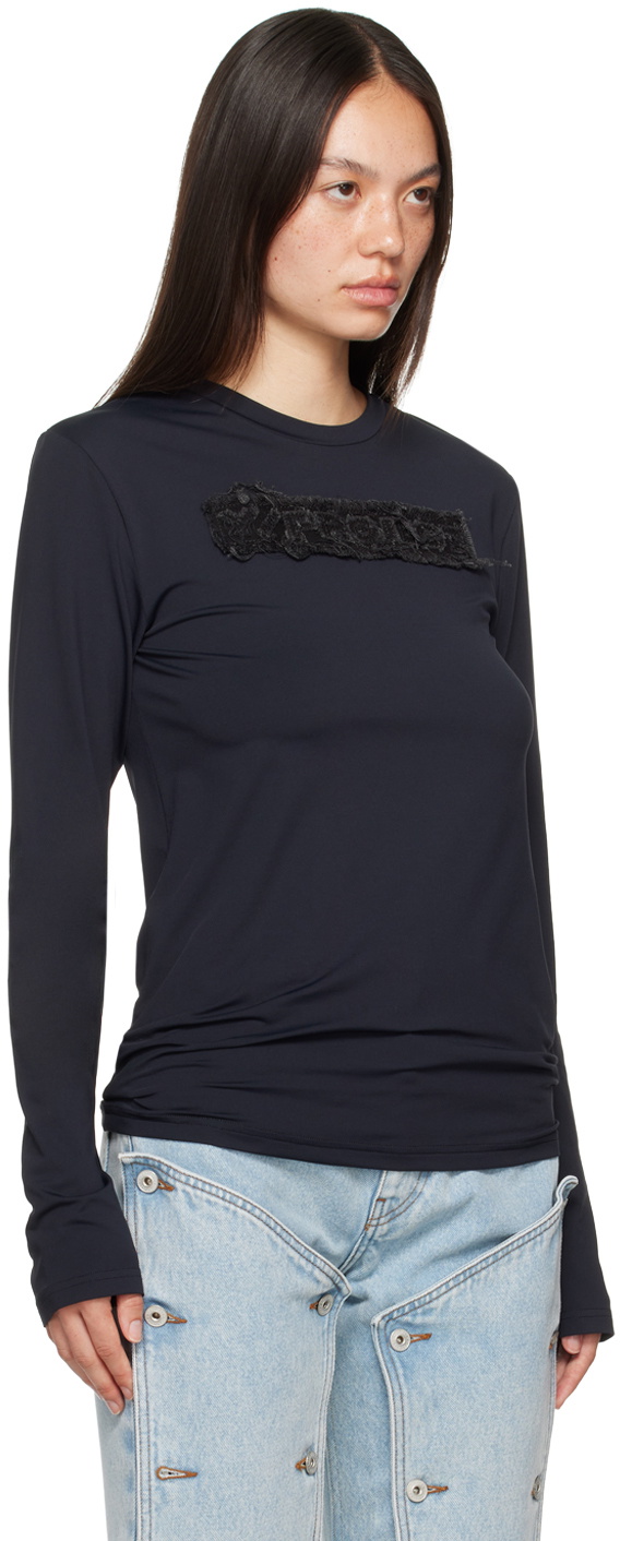 Y/Project Black Logo Patch Long Sleeve T-Shirt