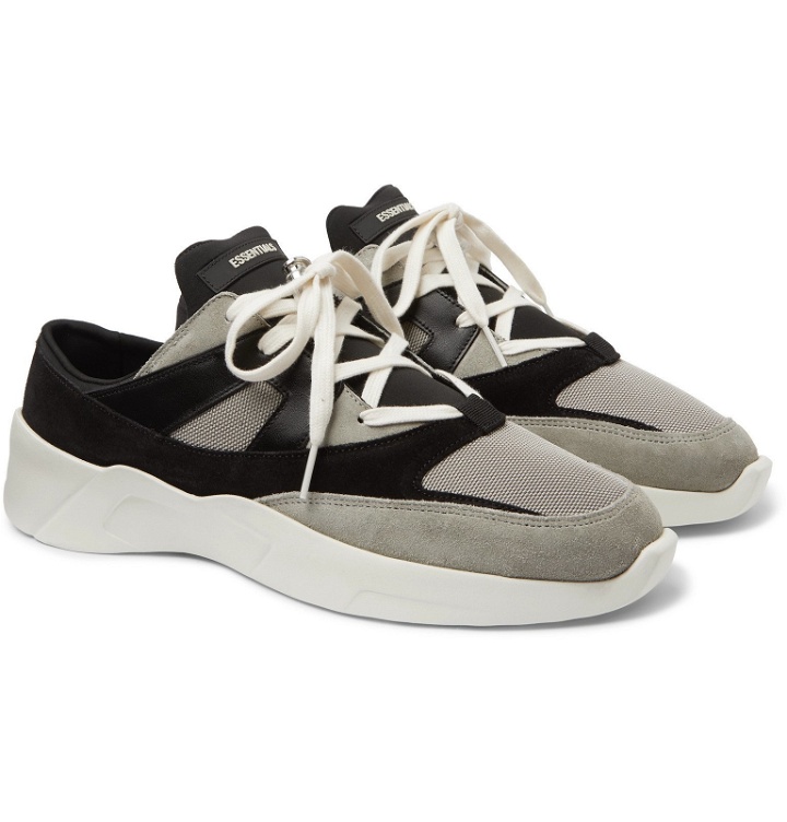 Photo: Fear Of God Essentials - Mesh, Suede and Leather Backless Sneakers - Gray