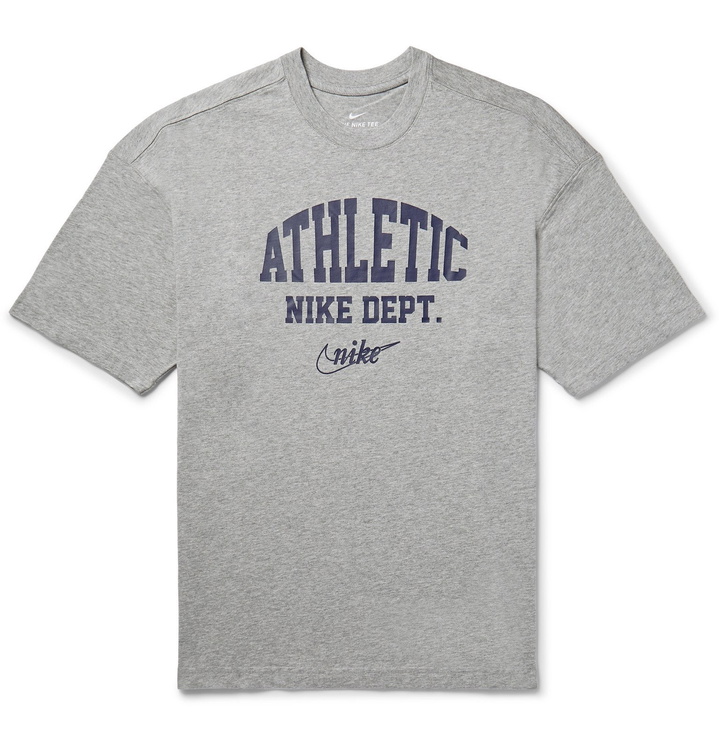 Photo: Nike - Sportswear Logo-Print Mélange Cotton-Jersey T-Shirt - Gray