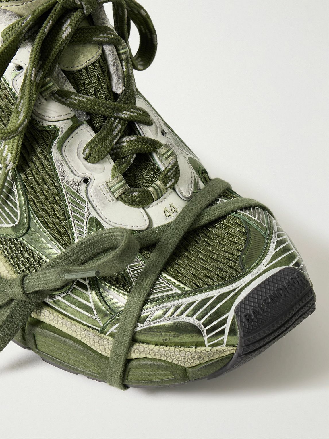Balenciaga - 3XL Distressed Mesh and Rubber Sneakers - Green