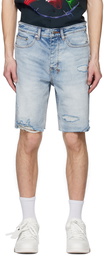 Ksubi Blue Ghosted Wolf Denim Shorts