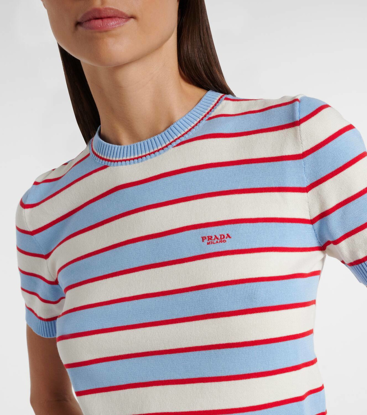 Prada Knitted striped cotton top Prada