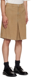 Toga Virilis Beige Flocked Denim Shorts