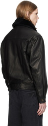 MMIC Black Calder Leather Bomber Jacket