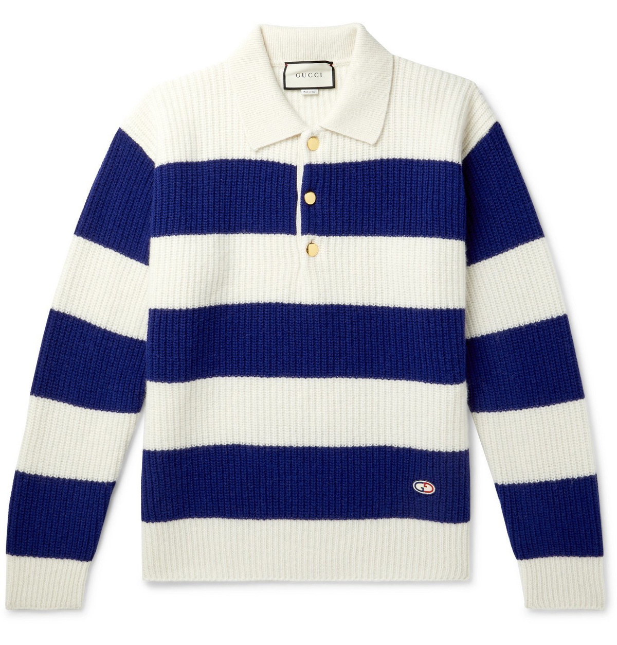 Gucci - Logo-Appliquéd Striped Wool Sweater - Blue Gucci