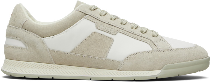 Photo: BOSS Beige Satin Low Sneakers