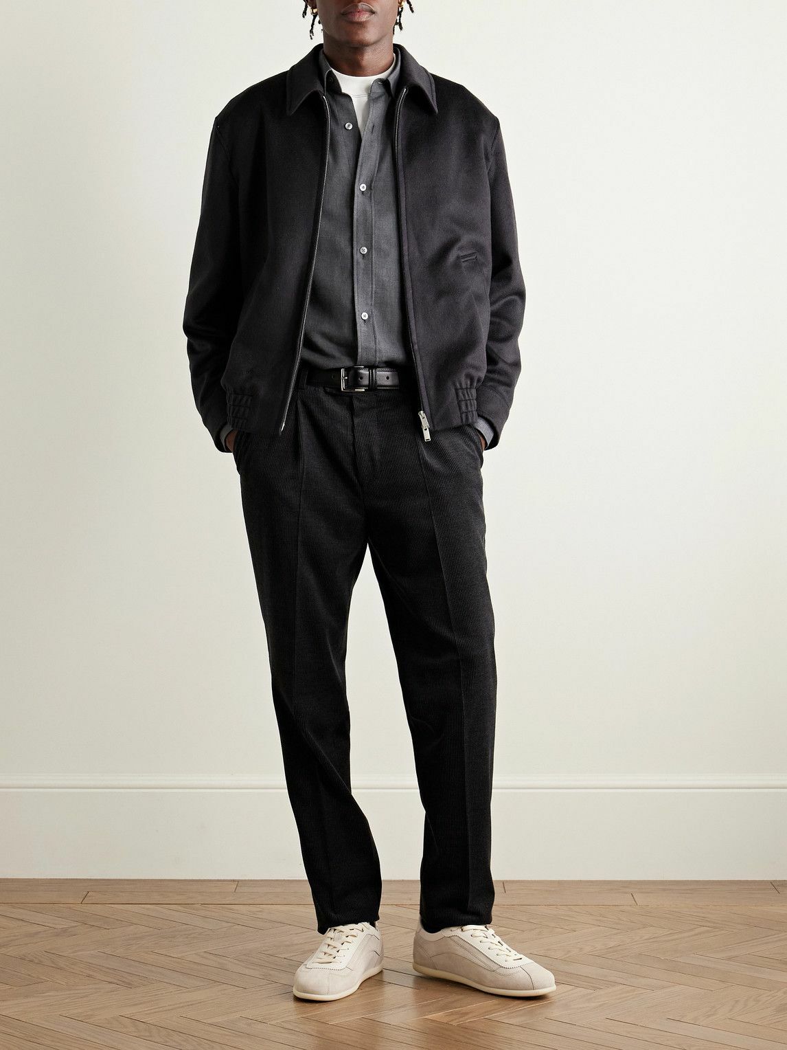 Lardini - Cashmere and Wool-Blend Felt Blouson Jacket - Blue