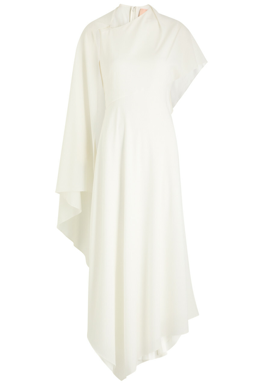 Roksanda Pascale Cape-effect Draped Maxi Dress Ivory