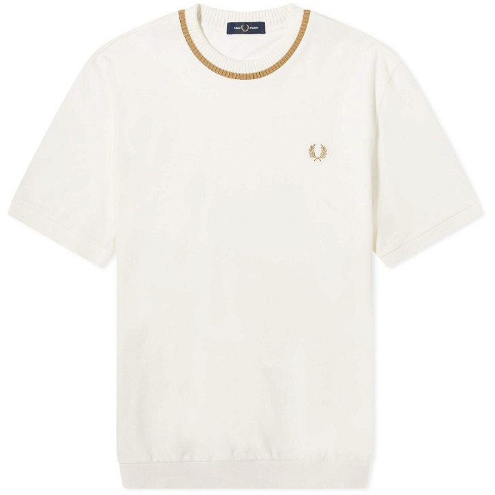 Photo: Fred Perry Men's Crew Neck Pique T-Shirt in Snow White