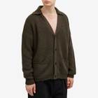 MHL by Margaret Howell Men's Collared Knit Cardigan in Dark Olive