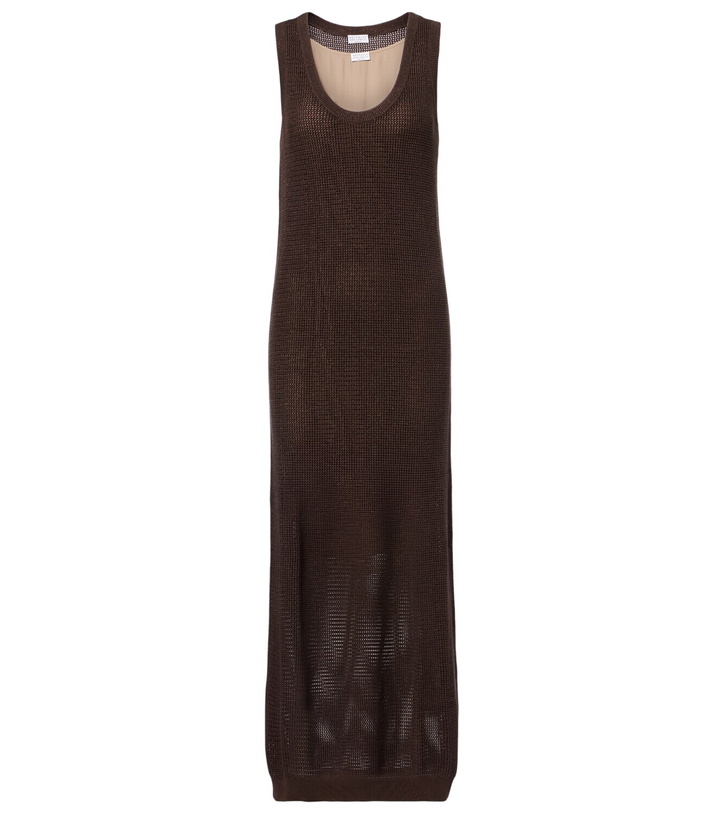 Photo: Brunello Cucinelli Open-knit cotton-blend maxi dress