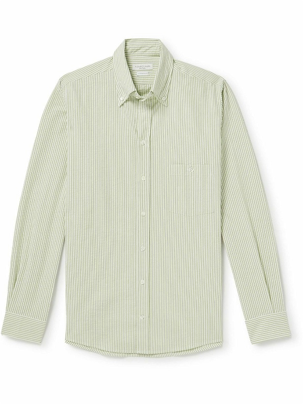 Photo: Richard James - Button-Down Collar Striped Cotton Shirt - Green