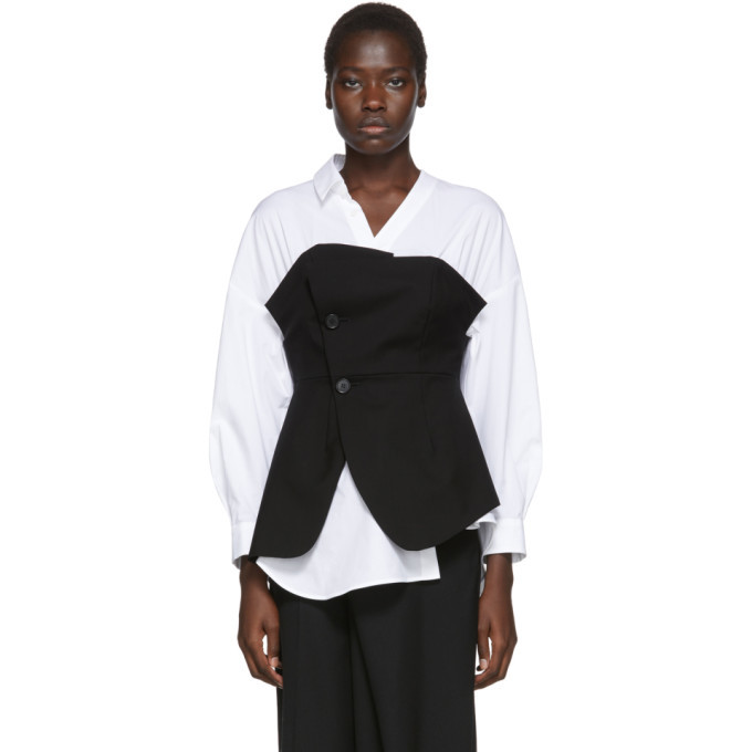 Enfold White and Black Bustier Shirt Enfold