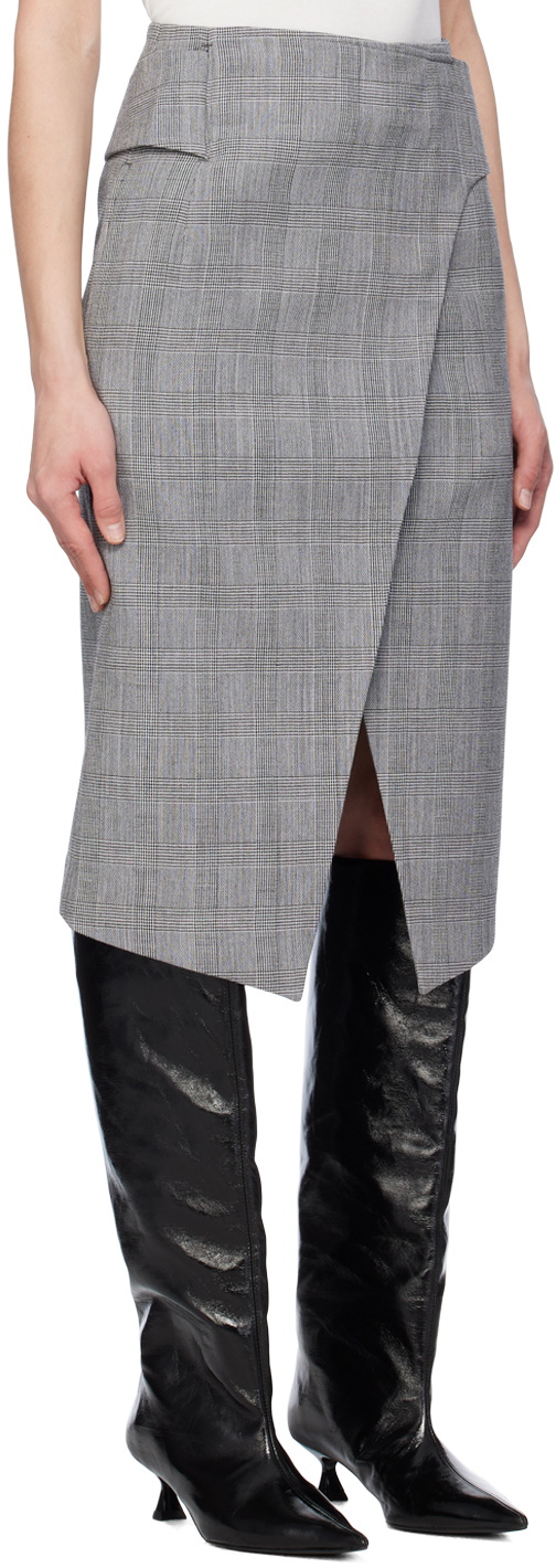 Recto Black & White Wrap Midi Skirt