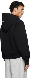 RECTO Black Logo Detail Zip-Up Hoodie