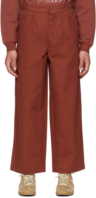 Photo: Bode Brown Wide-Leg Snap Trousers