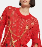Junya Watanabe Chain-embellished openwork sweater