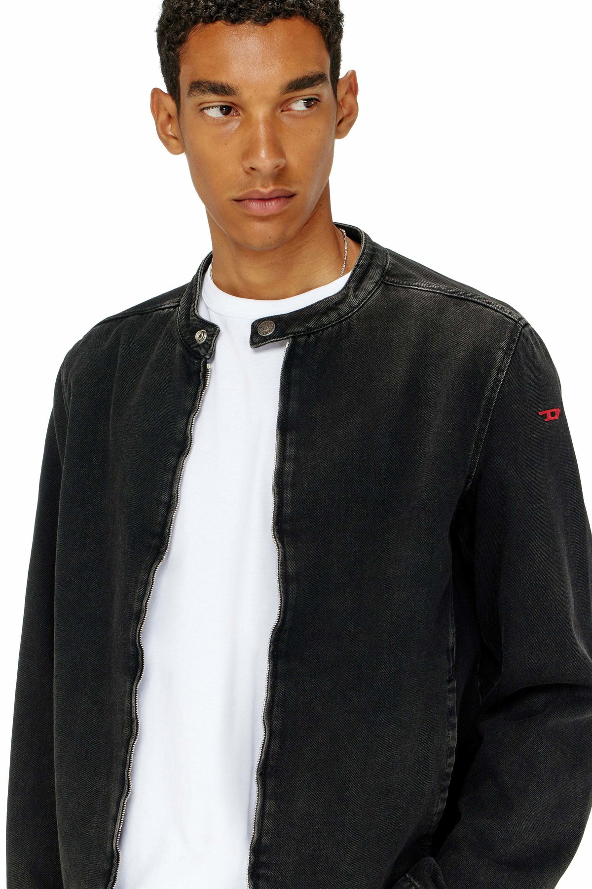 Diesel Moto jacket in clean-wash denim - Denim Jackets Mens in Black