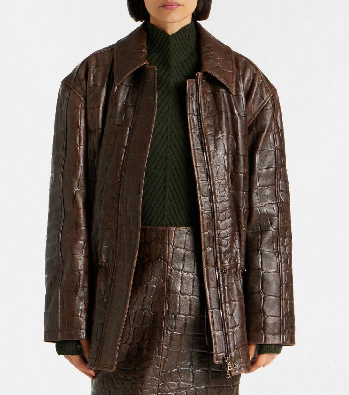 Emilia Wickstead Norcutt croc-effect leather jacket