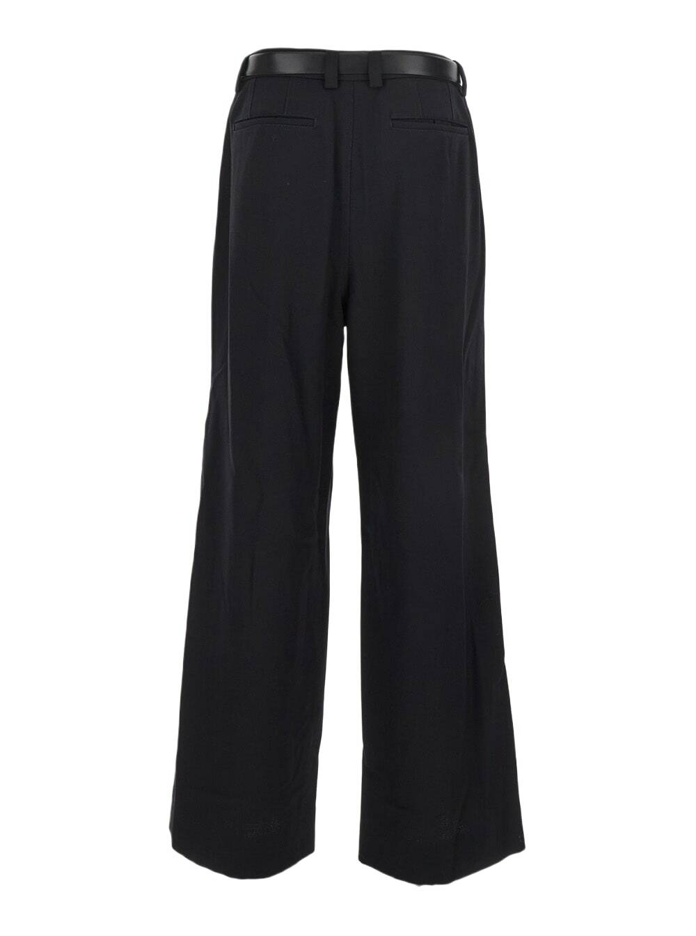 Juun.J Black Trousers With Built-in Belt And Pleated Design In Wool Blend Man