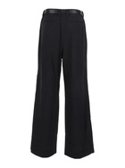 Juun.J Black Trousers With Built-in Belt And Pleated Design In Wool Blend Man