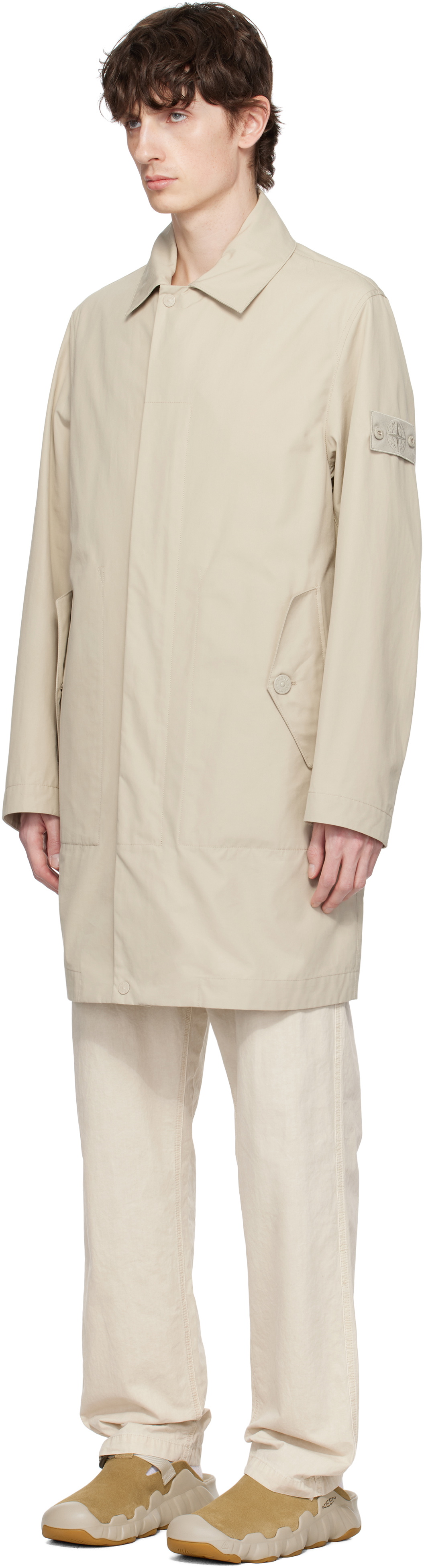 Stone Island Beige Weatherproof Cotton Canvas Coat