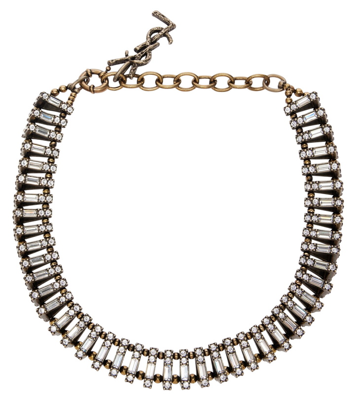 Photo: Saint Laurent Pyramid crystal-embellished chain necklace