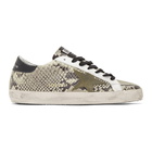 Golden Goose Beige and Black Snake Superstar Sneakers