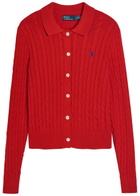 Polo Ralph Lauren Logo-embroidered Cable-knit Cotton Cardigan Orange