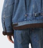 Sacai Leather-trimmed denim jacket