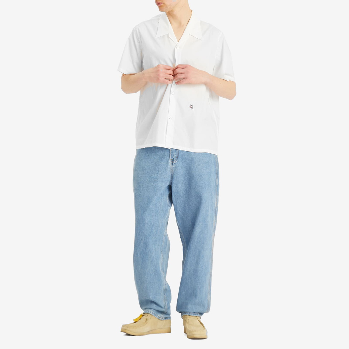 Late Checkout Men's Short Sleeve Shirt in White