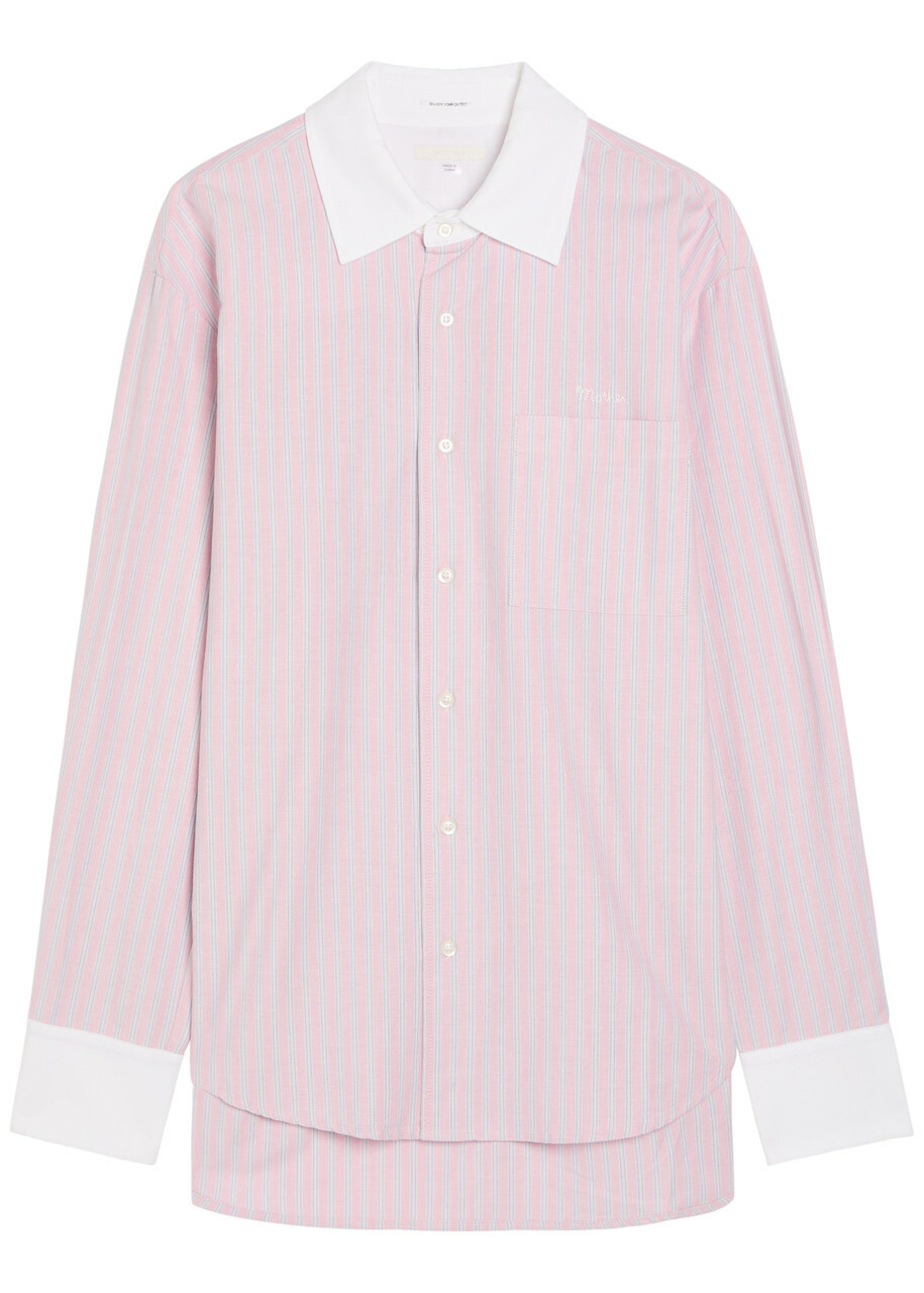 Mother The Room Frenchie Striped Cotton Shirt Pink