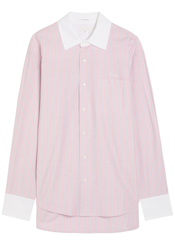 Photo: Mother The Room Frenchie Striped Cotton Shirt Pink