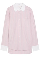 Mother The Room Frenchie Striped Cotton Shirt Pink