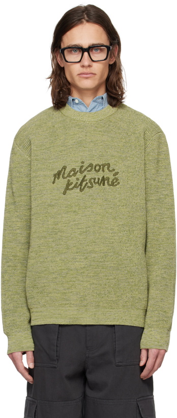 Photo: Maison Kitsuné Green Handwriting Sweater