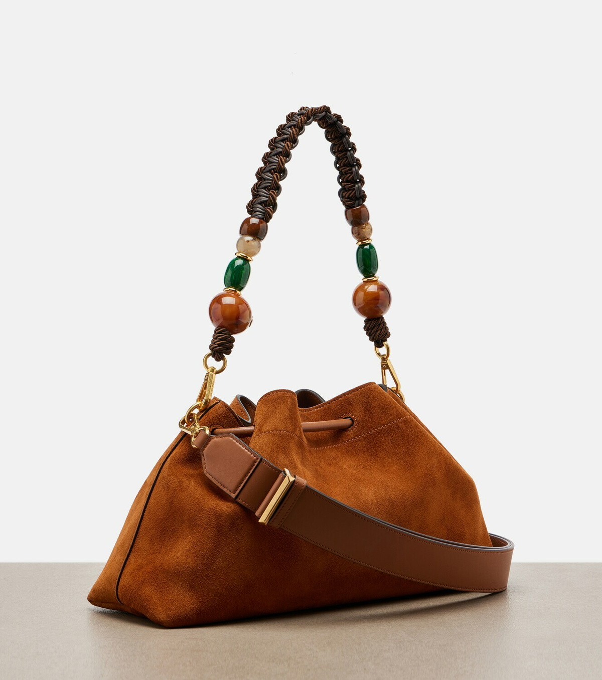 Jimmy Choo Bon Bon Medium beaded suede bucket bag