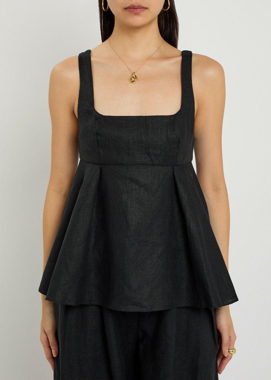 Faithfull The Brand Ellie Linen top Black