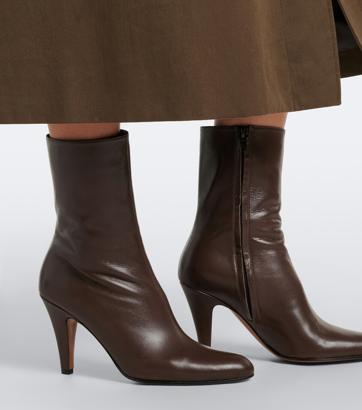 The Row Ornella leather ankle boots