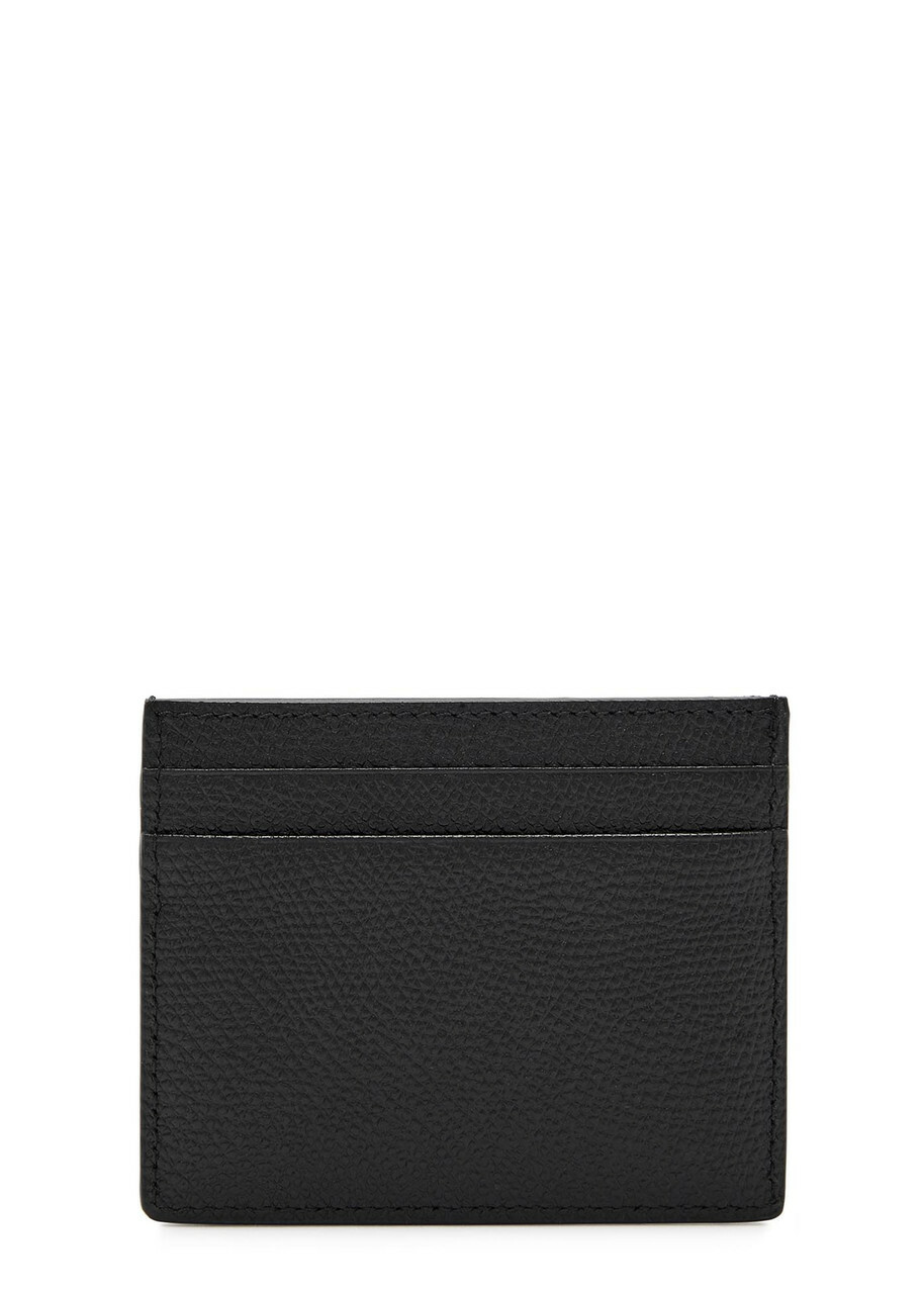 Valentino Garavani Vlogo Pebbled Leather Card Holder - Black - One Size